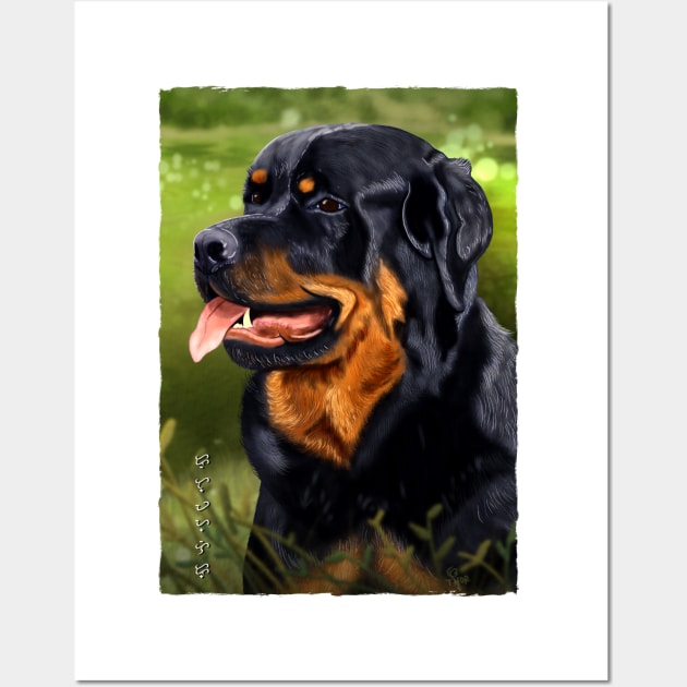 Rottweiler - White Wall Art by Thor Reyes